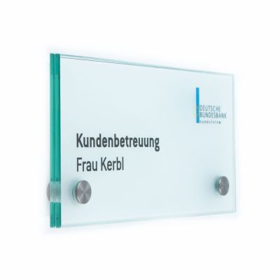 Türschild VITRUM B , Glasschild fuer Buero 200 100 mm