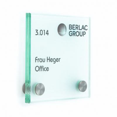 Tuerschild VITRUM B Glasschild Beschilderung fuer Buero