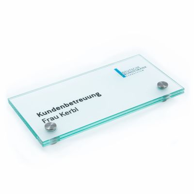 Türschild VITRUM B , Glasschild fuer Buero 200 100 mm