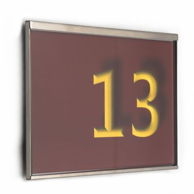 Tuerschild Vitrum G aus Glas und Edelstahl 150 105 mm