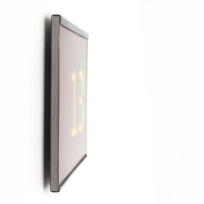 Tuerschild Vitrum G aus Glas und Edelstahl 150 105 mm