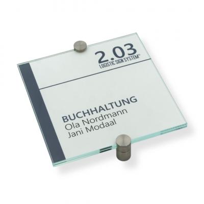Kassettenschild GlasFix DIN A4 Querformat 297 mm Breite x 210 mm Höhe ESG Glas Edelstahl Büroschild Hinweisschild Türschild Wechselrahmen