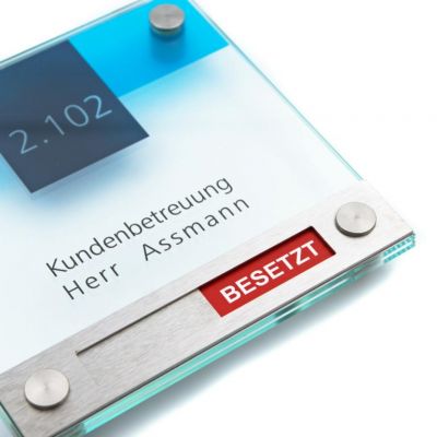 Tuerschild VITRUM Frei Belegt Rot Grün aus Glas 130 130 mm
