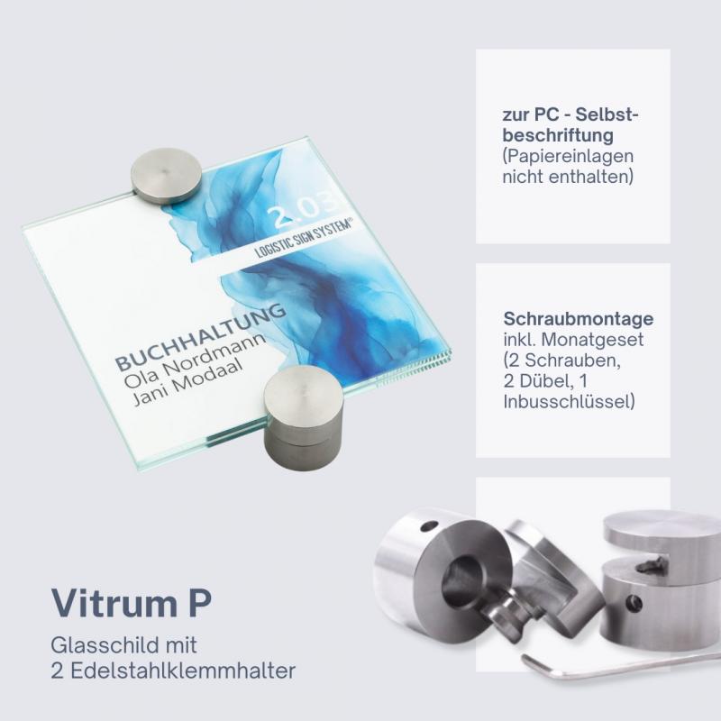Türschild Vitrum P 130/130 mm mit Pointhalter - Türschilder Onlineshop
